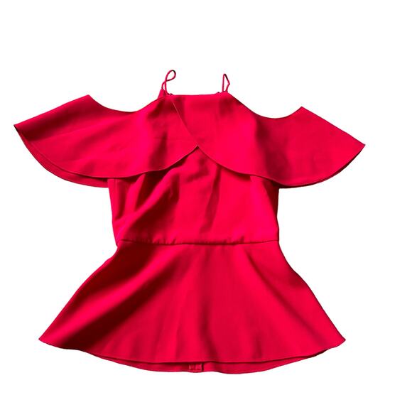 Christian Siriano Off Shoulder Peplum Top Red - Picture 3 of 9